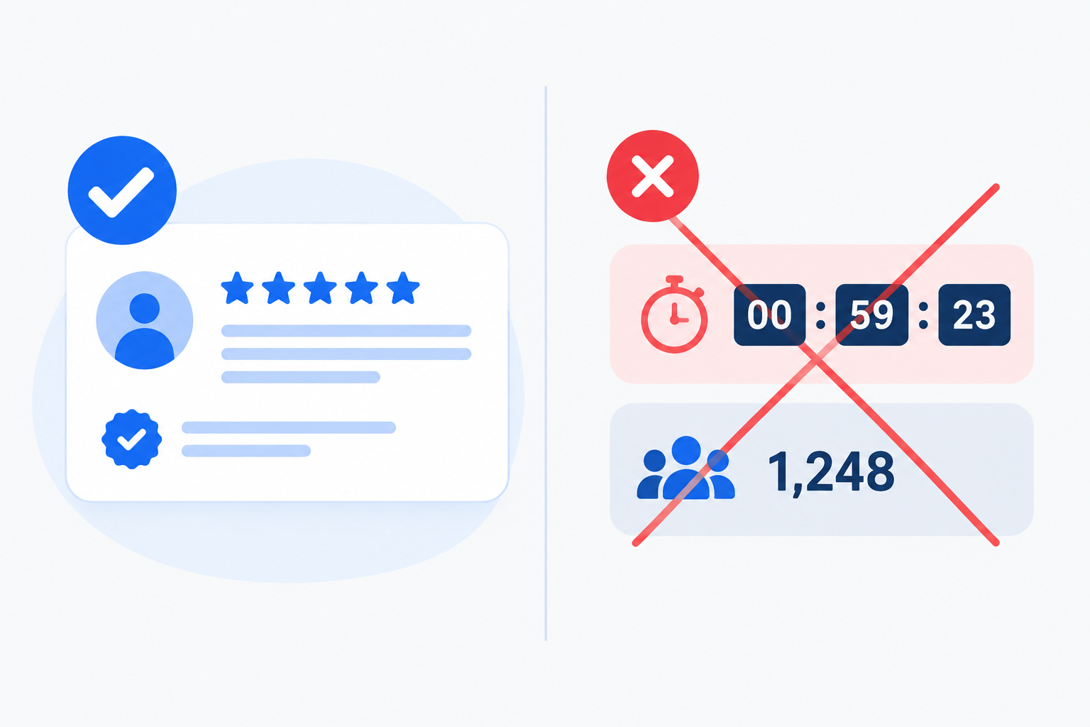 Contraste entre prova social autêntica e manipulada
